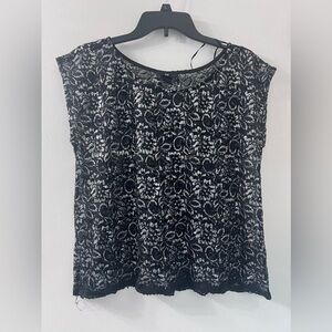 Women’s H&M Sleeve less Black and silver Lace Top - M